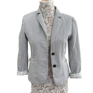 J.Crew Women's Black and White Striped Blazer